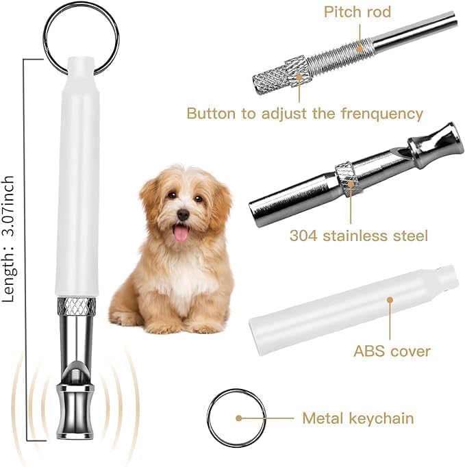 Senlong 2 Pack Dog Whistle Training Set - Adjustable Silent Whistles with Black Lanyard, Professional Bark Control Tool for Effective Dog Training