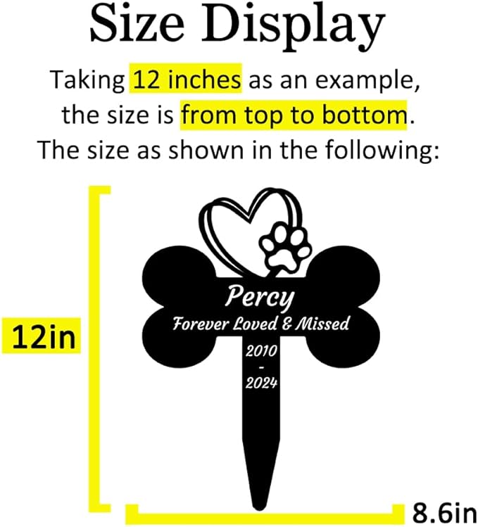 Personalized Dog Memorial Garden Stake, Custom Dog Memorial Grave Marker Cross, Metal Plaque Stake Outdoor, Dog Paw Bone Memorial Cross Pet Memorial Stake for Flowerpot Yard Lawn