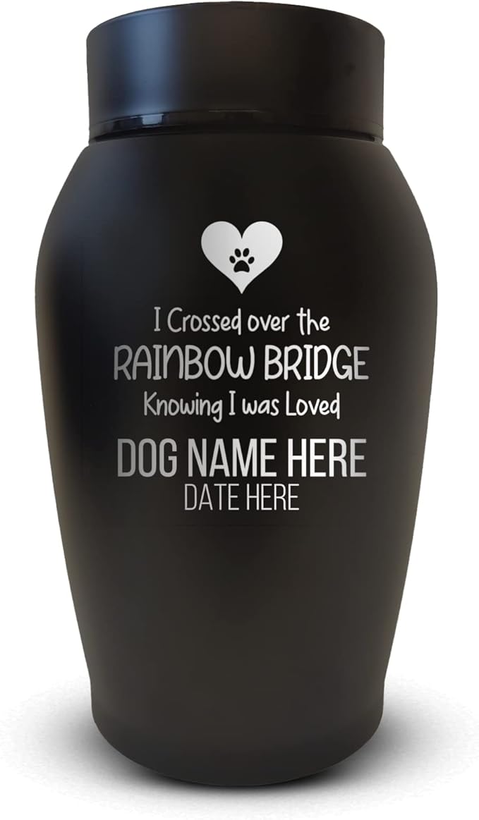 Personalized Custom Dog Urn Engraved Dog Name and Date - Stainless Steel Cremation urns for Dogs Ashes with Airtight Closure | Rainbow Bridge