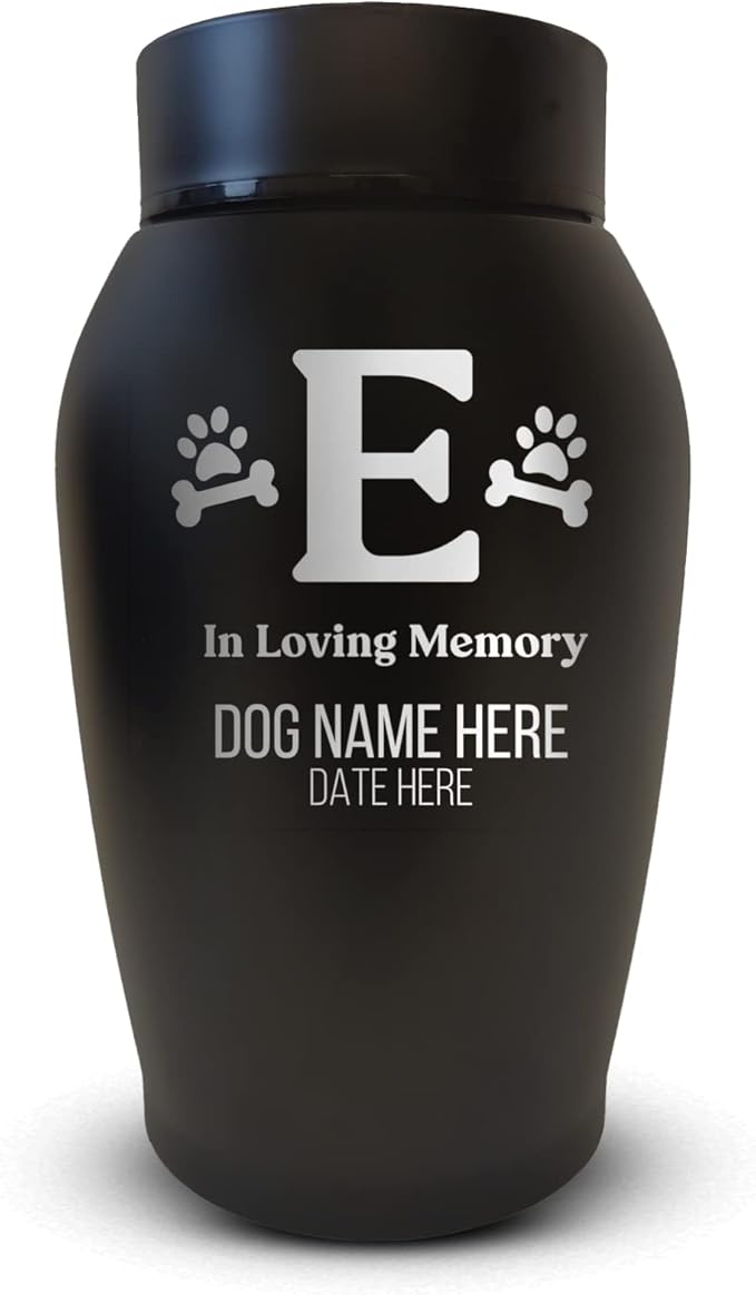 Personalized Custom Dog Urn Engraved Dog Name and Date - Stainless Steel Cremation urns for Dogs Ashes with Airtight Closure | Dog Bone and Paw