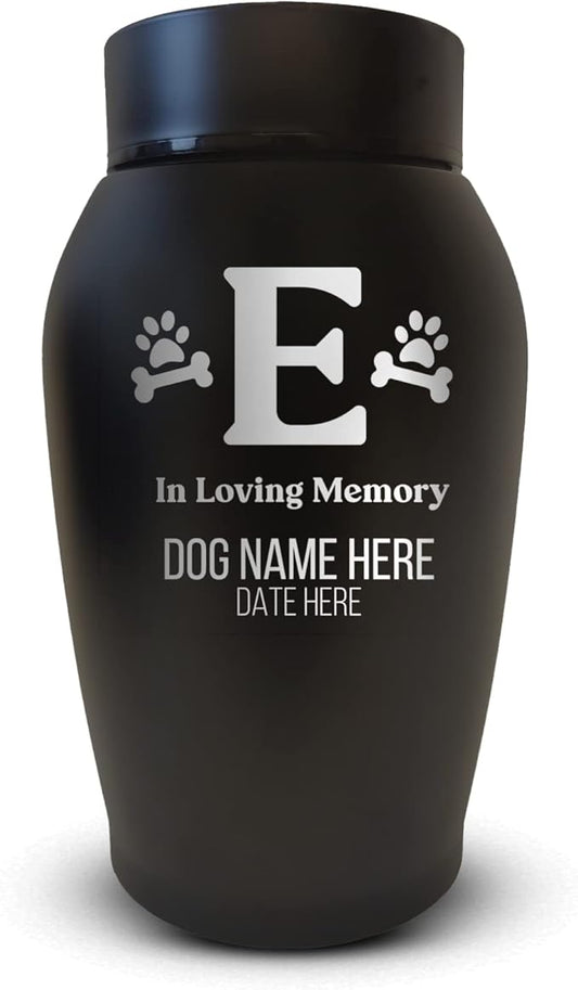 Personalized Custom Dog Urn Engraved Dog Name and Date - Stainless Steel Cremation urns for Dogs Ashes with Airtight Closure | Dog Bone and Paw