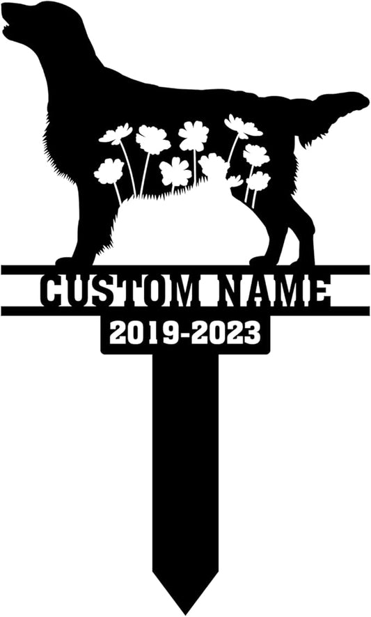 Custom Golden Retriever Grave Marker for Pet, Dog Metal Plaque, Personalized Flat-Coated Retrievers Garden Stake, Dog Memorial Plaque for Outdoors, Customized Pet Headstone Stakes