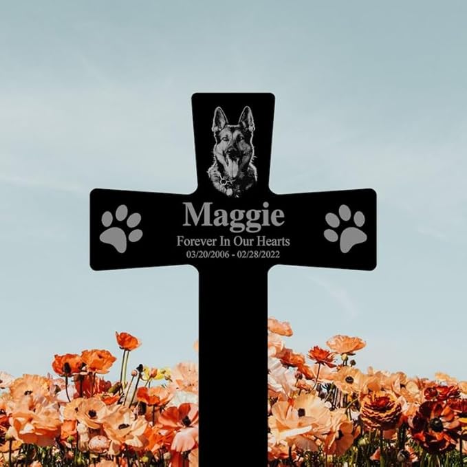 Personalized Dog Memorial Stake Custom Dog Cat Photo Forever in Our Heart Metal 12x12 inch Pet Grave Marker Dog Loss Gift Sympathy Gift for Dog Lover (Style 6)