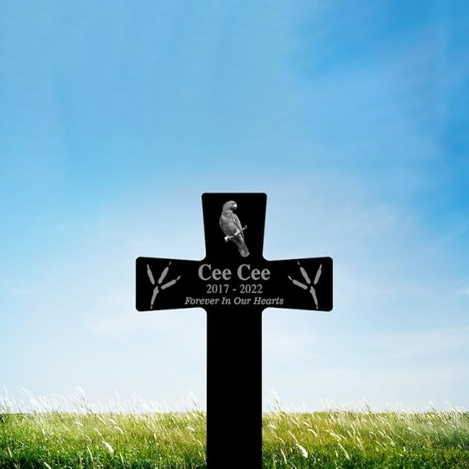 Personalized Bird Memorial Stake Custom Bird Photo Forever in Our Heart Metal 12x12 inch Bird Grave Marker Bird Loss Gift Sympathy Gift for Bird Lover (Style 7)