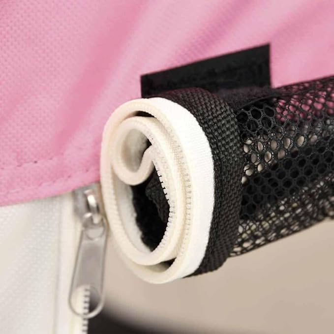 vidaXL Foldable Dog Playpen: Portable and Sturdy Design, Ideal for Travel and Home Use, with Storage Pockets and Zippered Mesh Roof, Pink