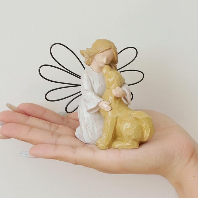Angel Kissing Dog Statue, Eternal Love Pet Memorial Friendship Gifts, Comforting Loss of dog Sympathy Gift