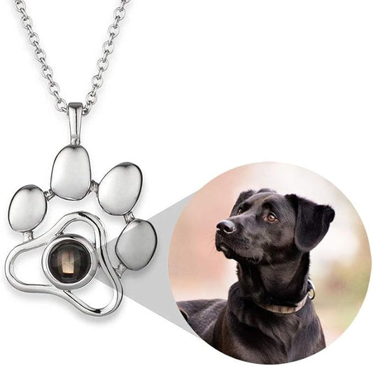 Dog Memorial Necklace & Keychain Gifts Personalized Projection Picture Custom Photo for Pet Lover in Memory of Cat