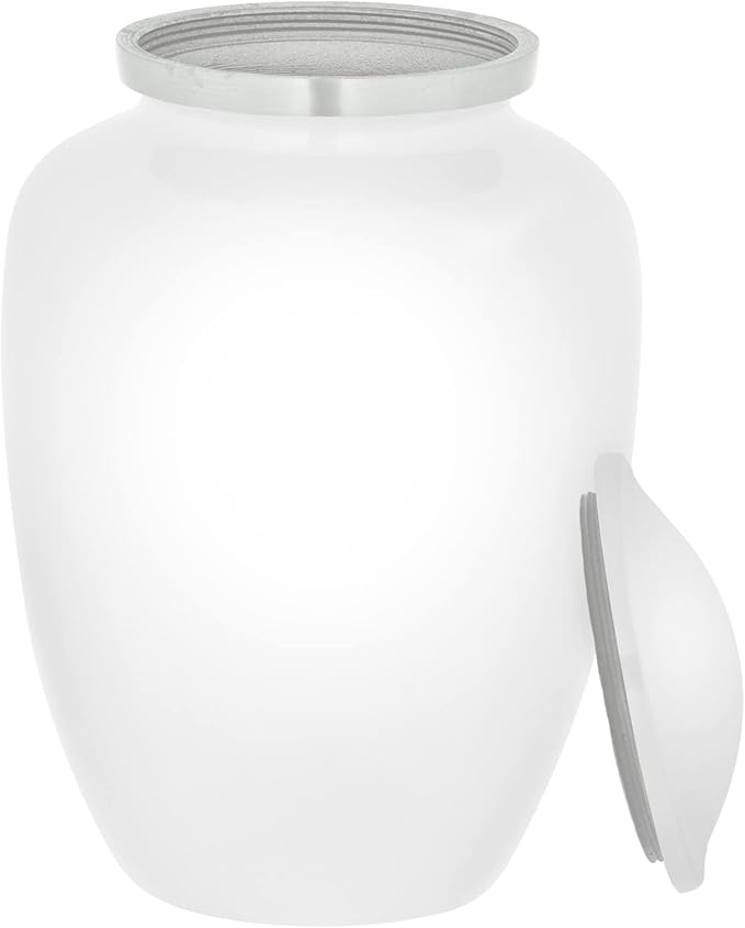 Homage Large Custom Photo Pet Cremation Urn for Pet Ashes - Vase Style Pet Urn - 200 Cubic Inch Capacity -Personalization Included (White)