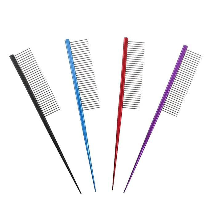 Pet Grooming Comb for Cat and Dog Hairstyling - Rat Tail Trimmer, Float Hair Removal Dematting Tool with Rounded Ends for Home Grooming