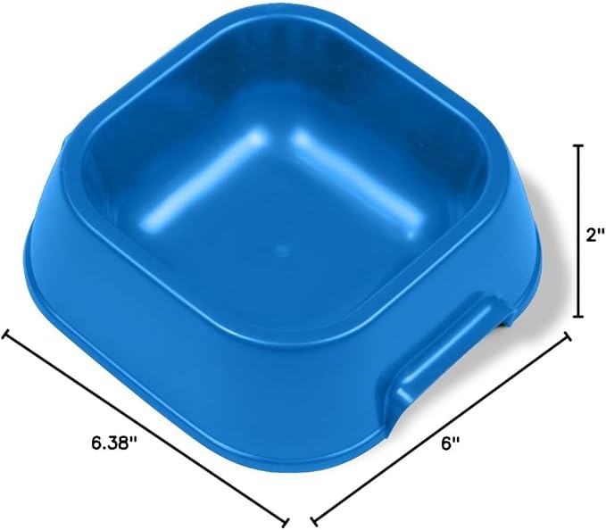 Van Ness Pet Food and Water Bowl, 16 oz Capacity Plastic Dish for Dogs and Cats, Wide No-Tip Base Prevents Spills,Blue