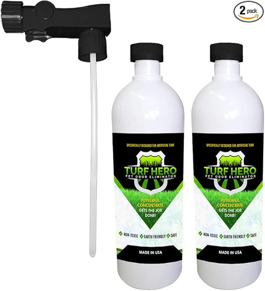 Pet Odor Eliminator For Artificial Turf | Powerful Bio-Enzymatic Formula Targets the Most Offensive Odors On All Surfaces | 2 (1 Quart) Bottles