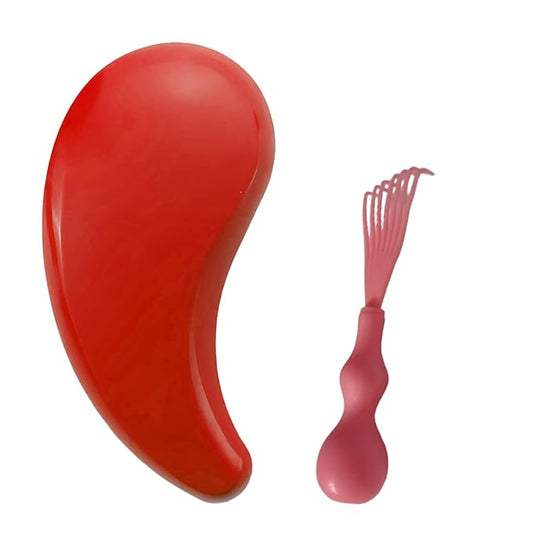 Comma-Shaped Small Dog Brush and Cleaning Comb, Fit for Yorkie, Shih Tzu, Maltese Maltipoo Pomeranian - Gentle Soft Bristles for Effortless Pet Hair Removal, Puppy Essentials (Rose Red)