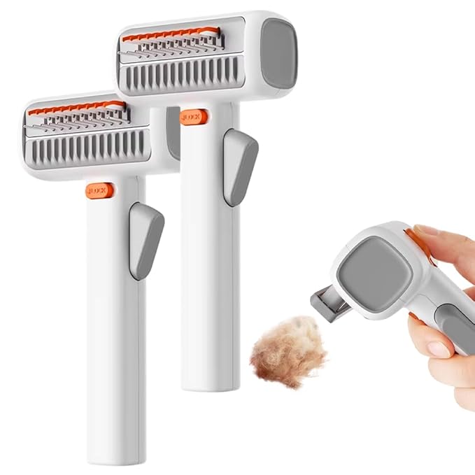 2-in-1 Pet Self-Detangling & Grooming Comb, 2026 New Professional Deshedding Tool for Dogs & Cats, Pets Grooming Brush Detangle, Deshed, Massage (White#2Pc)