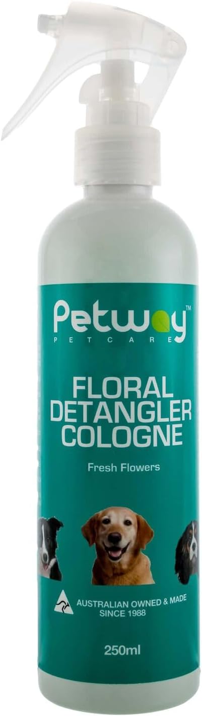 Petway Petcare Floral Detangler Cologne for Dogs, Detangling and Dematting Spray with Deodorizing Qualities for Added Shine and Luster to The Coat, Dog Grooming Detangler Conditioner Spray, 250ml