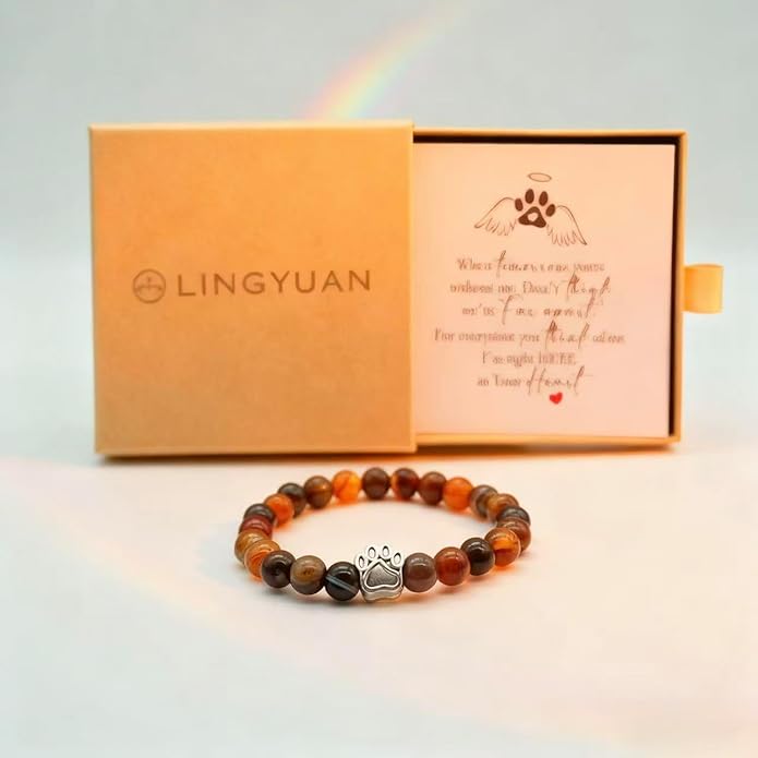 LINGYUAN Pet Memorial Gifts for Dogs Cats, Pet Memorial Bracelet, Remembrance Pet Loss Sympathy Gift for Cat Dog Lovers, Bereavement Gifts for Loss of Pet