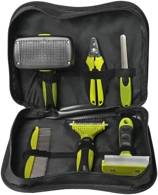 Happlr™ Ultimate Dog Grooming Kit: Dog Brush Set, Dog Hair Brushes - Slicker Brush, Detangling Brush, Dog Brush for Shedding, Undercoat Rake for Dogs | Nail Kit - Dog Nail Clipper, Dog Nail Trimmer