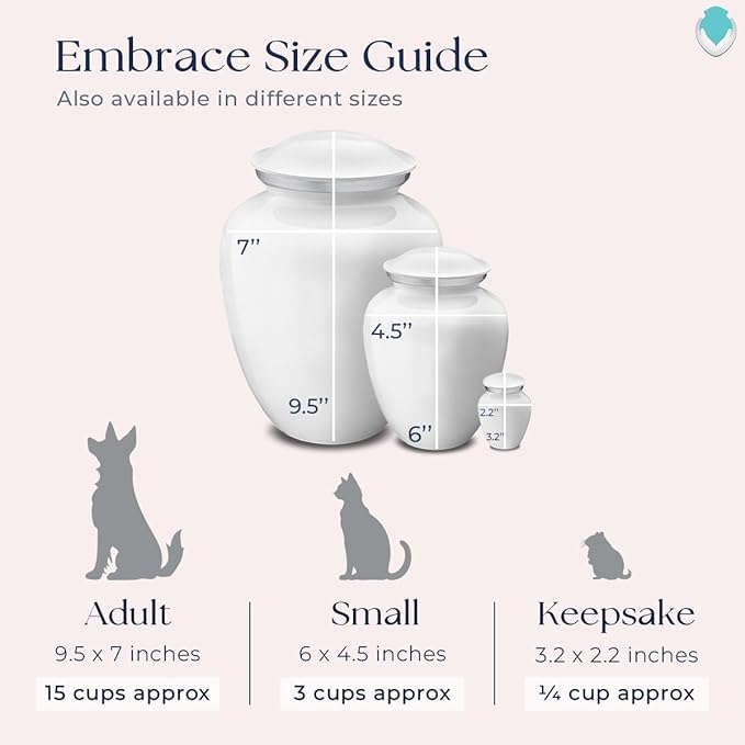 Geturns Embrace Personalized Picture Urn for Small Pets I White Photo Cremation Urns for Dogs and Cats I 44 lbs