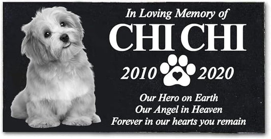 Personalized Pet Memorial Stone, Custom Black Granite Headstone for Dog & Cat, Cremation Tombstone, Pet Cemetery Garden Memorial Stone
