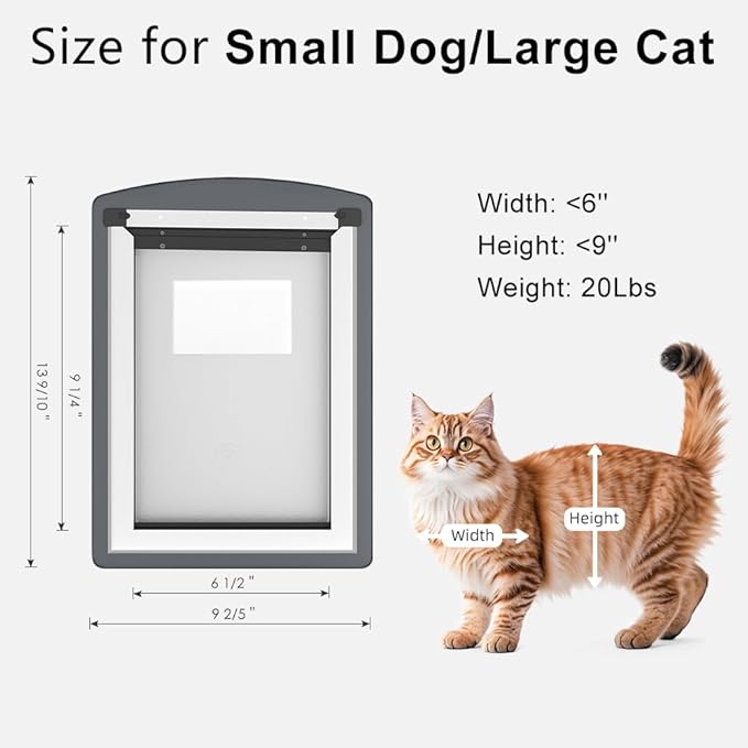 HARDLIGHT Large Cat Door for Exterior Door, Small Doggie Door with Two Sliding Panels for Extreme Weather,Pet Door for Small Dog and Large Cat Up to 20 lbs