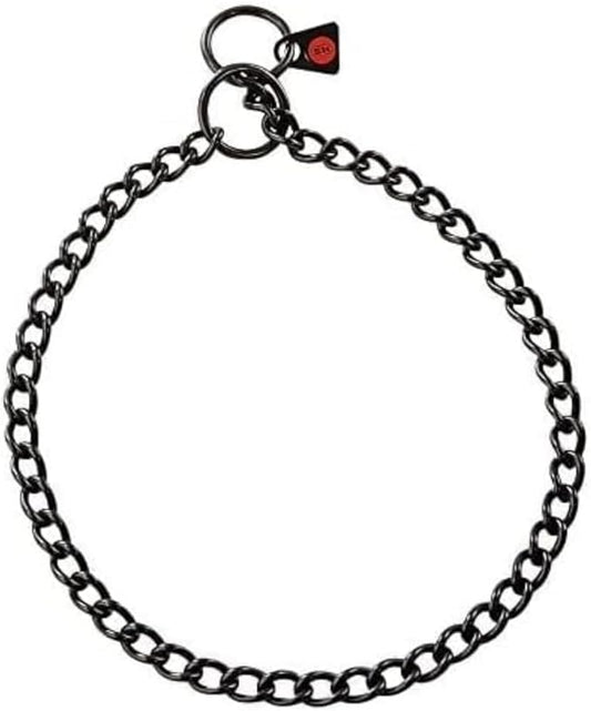 Herm. Sprenger - Black Stainless Steel Choke Dog Training Collar 2.5 mm - Round Links Slip Chain - Small Medium Large Dogs - Show Chain - Made in Germany