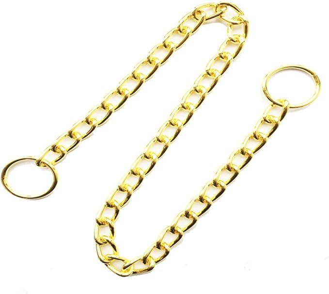 Gold Chain Dog Choke Collars for Large Dogs,Heavy Duty Training Choker Collar for Dogs Metal Slip P Link Martingale Collars Puppy Chain for XXS XS Small Medium Large Breed Dogs, M