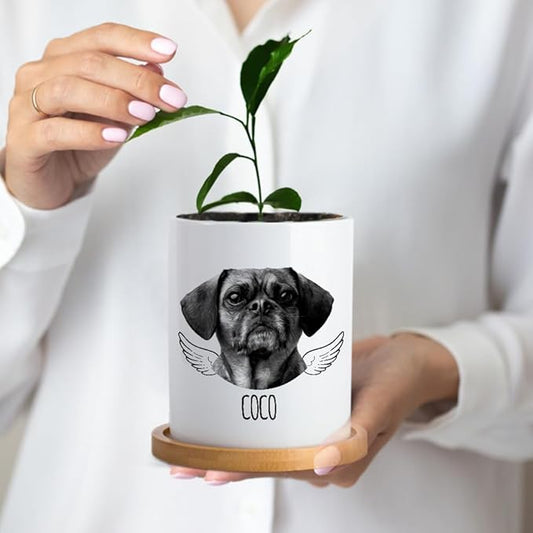 callie Personalized Pet Memorial Gifts Plant Pot with Photo Name Date, Custom Sympathy Gift for Dog Cat Loss, Pet Passing Away Gifts
