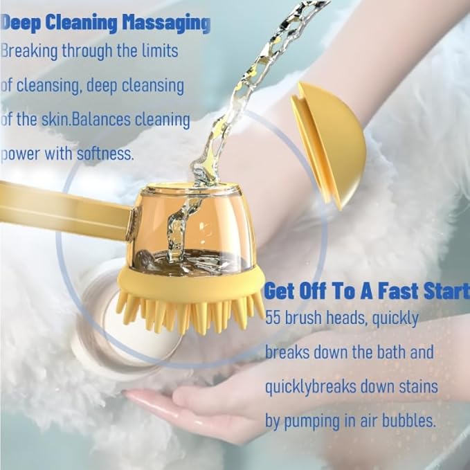 3 In One Pet Massaging Brush - Clean,Massage,Groom Comb - Silicone Comb Suppleness Brush ，Pet Friendly Wash Tools For Cats&Dogs (yellow)