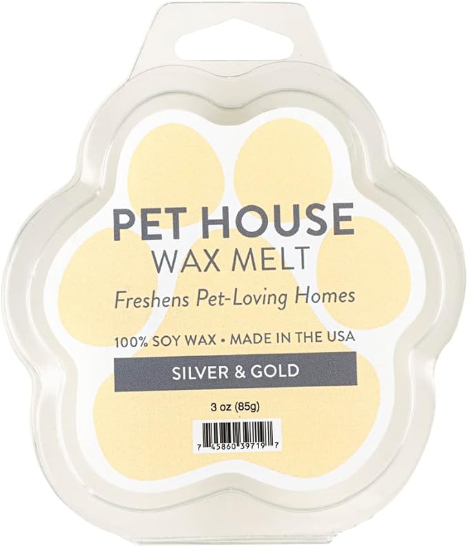 Pet House Silver & Gold Scented Christmas Wax Melts - Natural, Long-Lasting, Plant Based Pet Friendly Holiday Blend of Frankincense and Myrrh Pack of 2