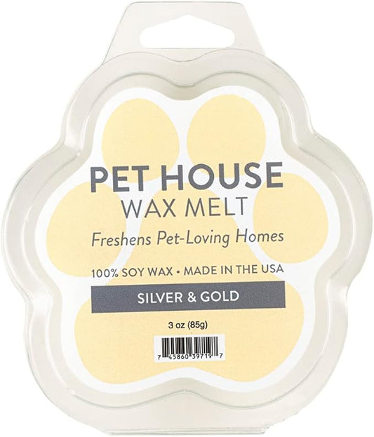 Pet House Silver & Gold Scented Christmas Wax Melts - Natural, Long-Lasting, Plant Based Pet Friendly Holiday Blend of Frankincense and Myrrh Pack of 2