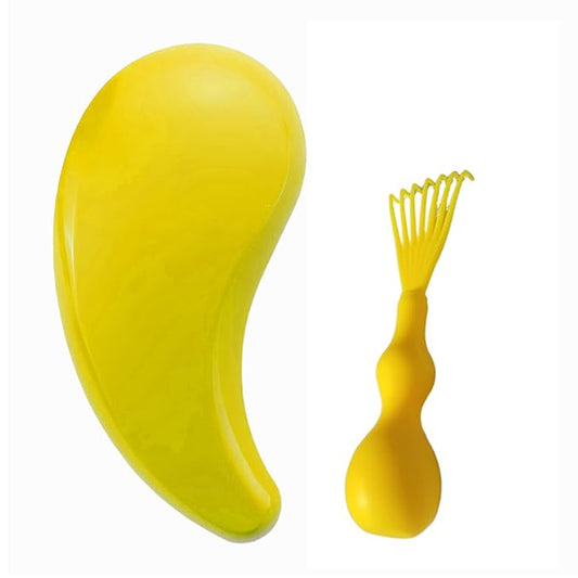 Comma-Shaped Small Dog Brush and Cleaning Comb, Fit for Yorkie, Shih Tzu, Maltese Maltipoo Pomeranian - Gentle Soft Bristles for Effortless Pet Hair Removal, Puppy Essentials (Yellow)