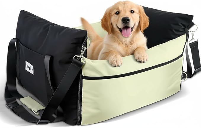 Dog Carseat for Small Dogs – Harness-Compatible Pet Travel Accessory, Portable Travel Bed & Pet Car Carrier Bag, Easy Install, Washable Dog Booster Seat for Small Dogs
