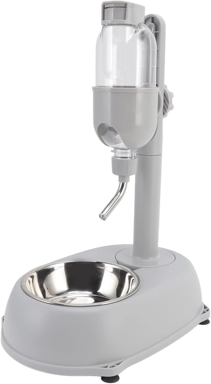 Dog Water Dispenser, Height Adjustable Pet Food Feeder Automatic Water Bottle Dispenser Standing Feeding Bowl for Cats Puppy Pets