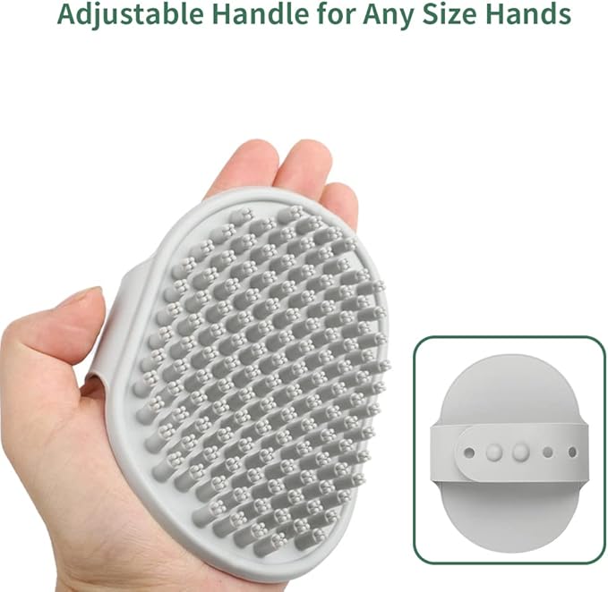 Upgraded Dog Grooming Brush, Pet Shampoo Bath Brushes with Adjustable Handle for Massage Shedding Long Short Haired Large Medium Small Dogs Puppy Cats (Grey 1PC)