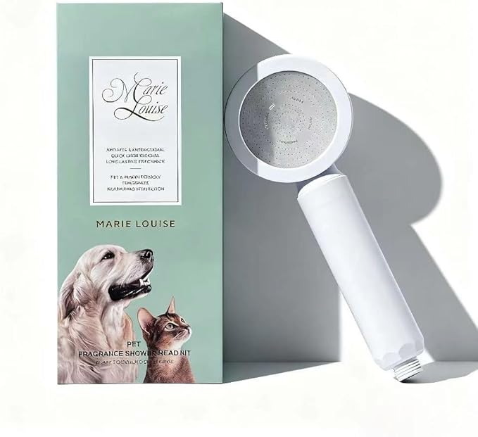 Pet Fragrance Shower Head Kit：Pet-Friendly Aromatherapy Shower Handle for Dogs & Cats Replaceable Built-in Gentle Fragrance Balm Skin-Health Filter Cartridge Soothing Oils & Vitamins