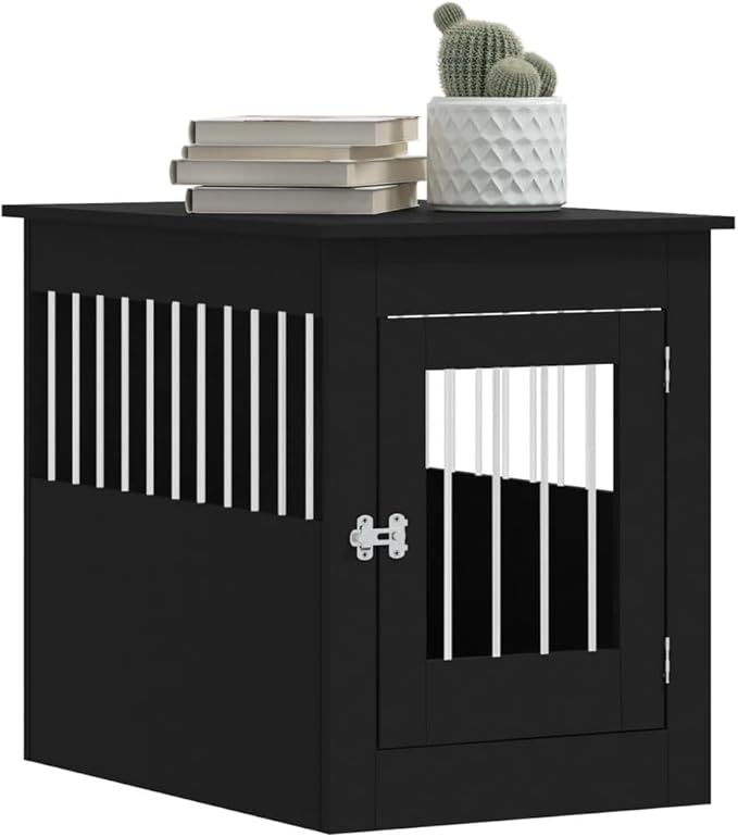 Dog Crate Furniture, Modern Dogs Kennel Indoor, Dog House Indoor, Puppy Cage Indoor Dog House, Black 21.7"x31.5"x26.8" Engineered Wood,-769