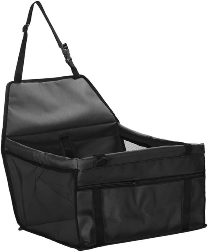 Portable Dog Carrier Travel Bag for Small Dogs with Adjustable Belt and Safety Mesh Design - Black