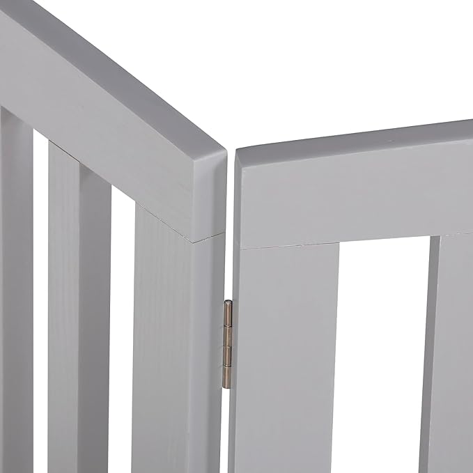 Freestanding Pet Dog Gate, 3-Panel/ 4-Panel Wooden Folding Fence for Hallway,Doorway,Hall,Stair,24 Inch Height Indoor Foldable Dog Fence (Gray, 4 Panel 24“)