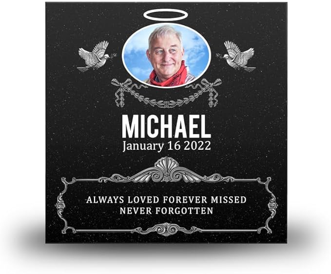 ADFSTONE Temporary Grave Markers for Cemetery- Picture Memorial Plaque Personalized, Photo Headstones for Graves for Humans, DIY Cemetary Tombstone Engraved, lapidas para tumbas personalizada