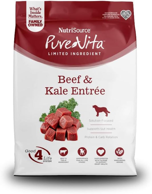NutriSource Pure Vita Beef & Kale Dog Food, 25LB