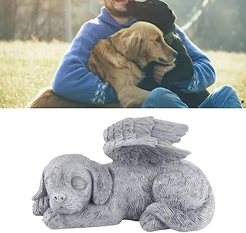 Yosoo Health Gear Pet Memorial Statue, Vivid Sleeping Pet Angel Sculpture with Wear Material, Sunproof for Pet Tombstone Decoration, 220g/7.8oz (Angel Dog)