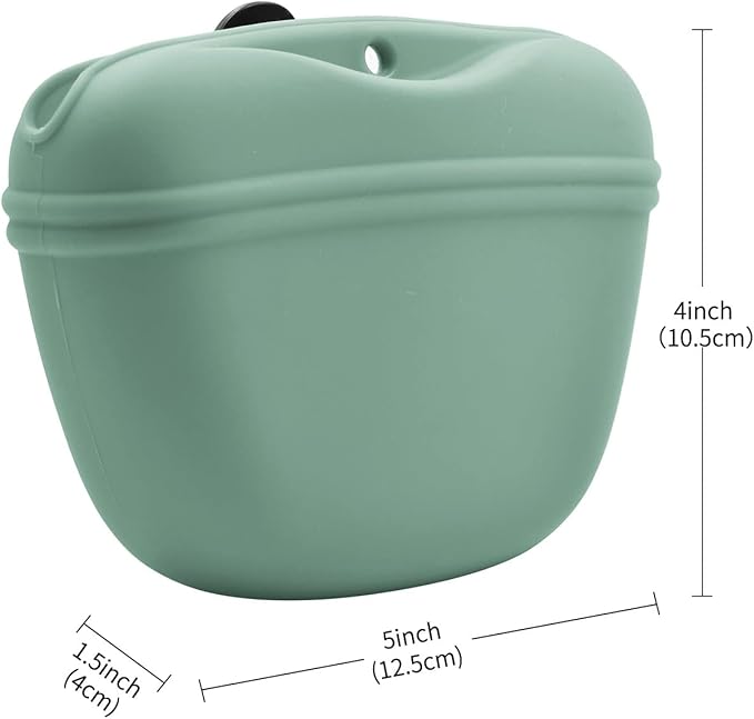AUDWUD Silicone Dog Treat Pouch,with Dog Training Clicker,Clip on Portable Training Container,Convenient Magnetic Buckle Closing and Upgraded Waist Clip for Enhanced Stability