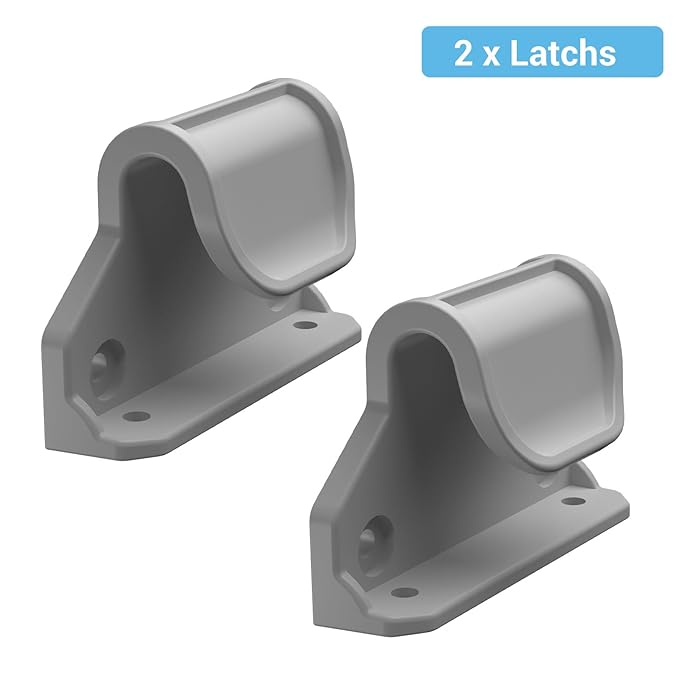 HAMOPY Auto-Lock Retractable Baby Gate Replacement Parts, Original Hardware Set (Including 2 x Latches + 2 x Brackets + 1 x Floor Hook + 1 Set of Screws) Only Fit 55“&71” Auto-Lock Baby Gate(Grey)