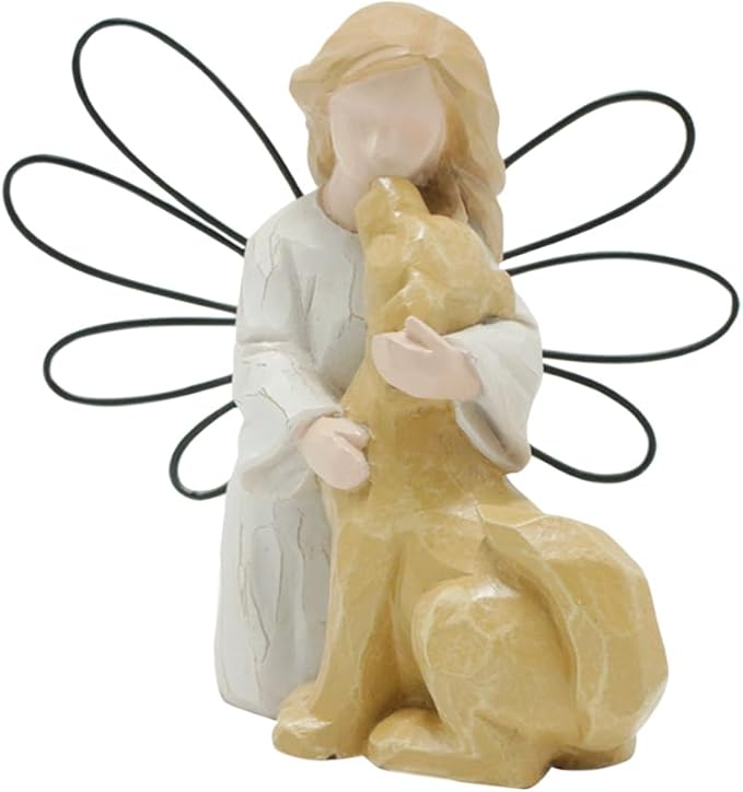 Angel Kissing Dog Statue, Eternal Love Pet Memorial Friendship Gifts, Comforting Loss of dog Sympathy Gift
