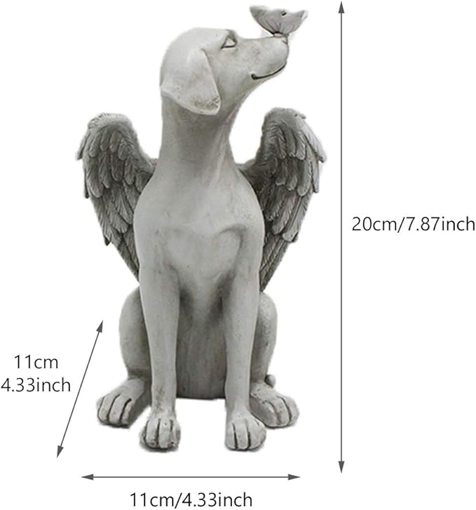 Angel Dog Memorial Statue, Dog Memorial Stones, 8 inch Garden Resin Sleeping Dog Ornament, Dog Passing Away Bereavement Gifts, Pet Loss Gift for Dog, Pets Grave Marker, Tribute Statue