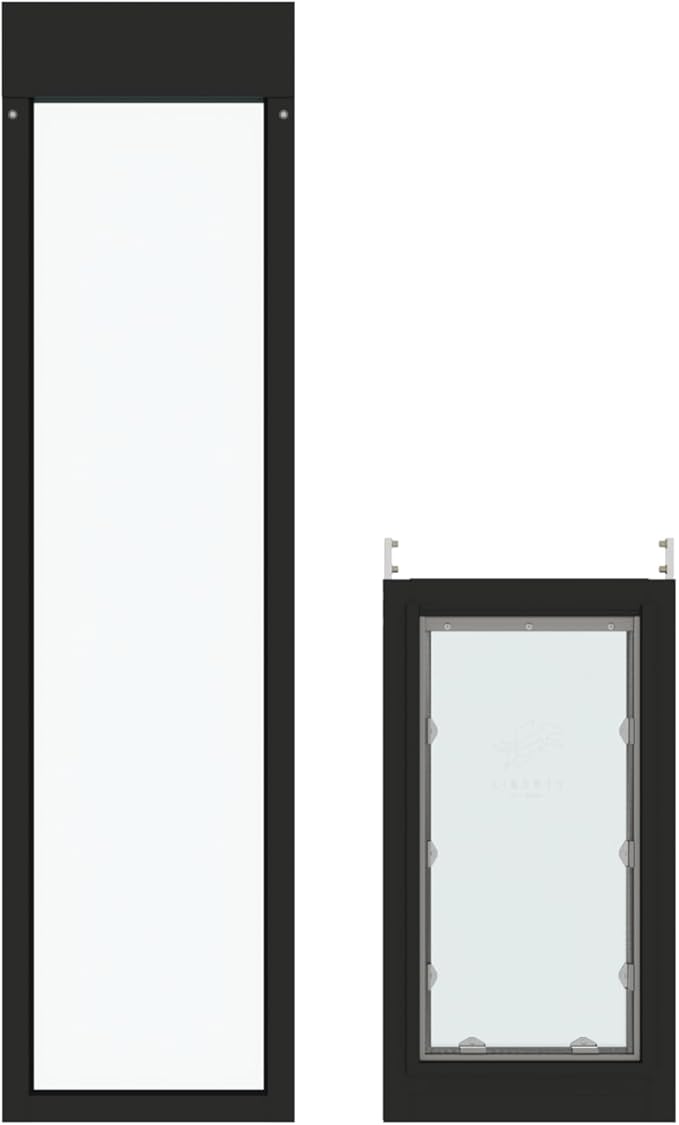 Liberty Pet Door for Sliding Glass Door | Aluminum Frame with Closing Cover for Home & Rentals | Clear Glass | Black, XL Flap, 80" - 81.5" Slider Height