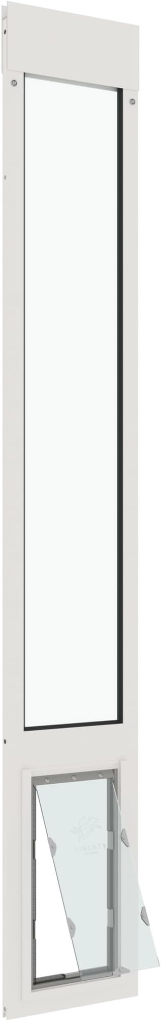 Liberty Pet Door for Sliding Glass Door | Vinyl Frame with Closing Cover | for Home & Rentals | Clear Glass | White, Medium Flap, 77" - 78.5" Slider Height
