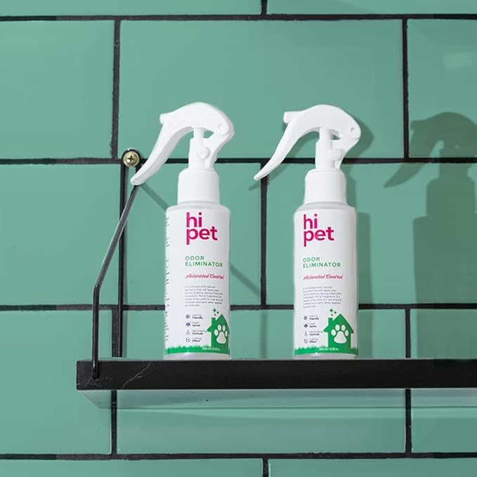 Hi Pet Odor Eliminator Spray, Cat Litter Deodorizer, Kennel Odor Eliminator, Ends The Bad Smells Caused by Cats and Dogs, Pet Odor Neutralizer with Special Formula 3.38 Fl Oz