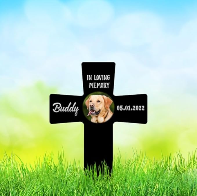 Personalized Dog Memorial Stake Custom Dog Cat Photo In Loving Memory Of Metal 12x12 inch Pet Grave Marker Dog Loss Gift Sympathy Gift for Dog Lover (Style 23)