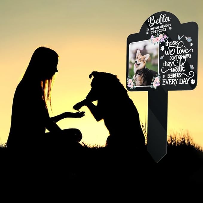 Personalized Dog Memorial Stake Custom Dog Cat Photo Metal 8x8 inch Pet Grave Marker Loss Gift Sympathy Gift for Lover (Style 33)