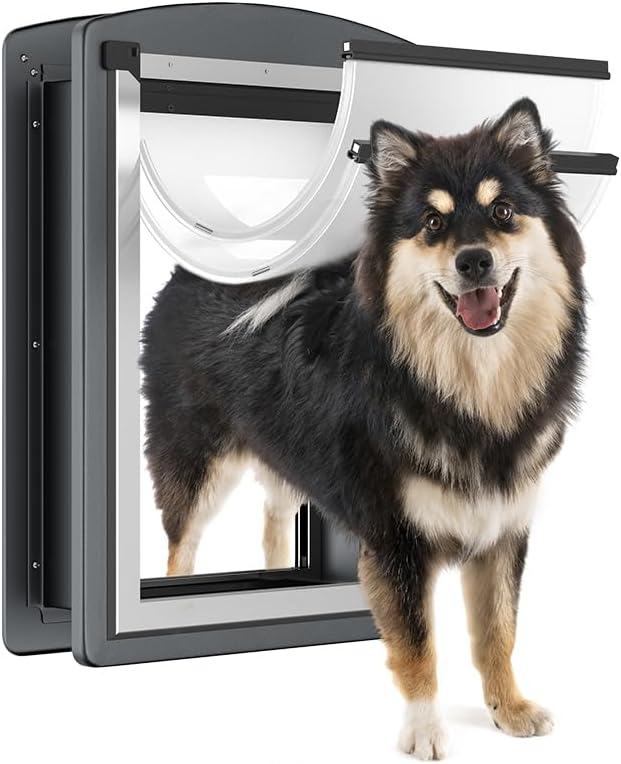[MAVRICPOWER] Steel Medium Dog Door for Door & Thin Wall, Doggie Door with Two Sliding Panels for Extreme Weather,Never Rust Small Pet Door for Small Dog and Large Cat Up to 40 lbs